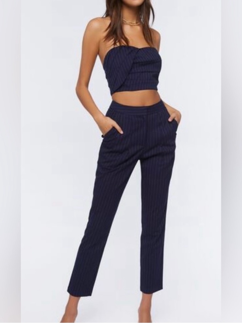 Forever 21 Navy Pinstripe Trouser